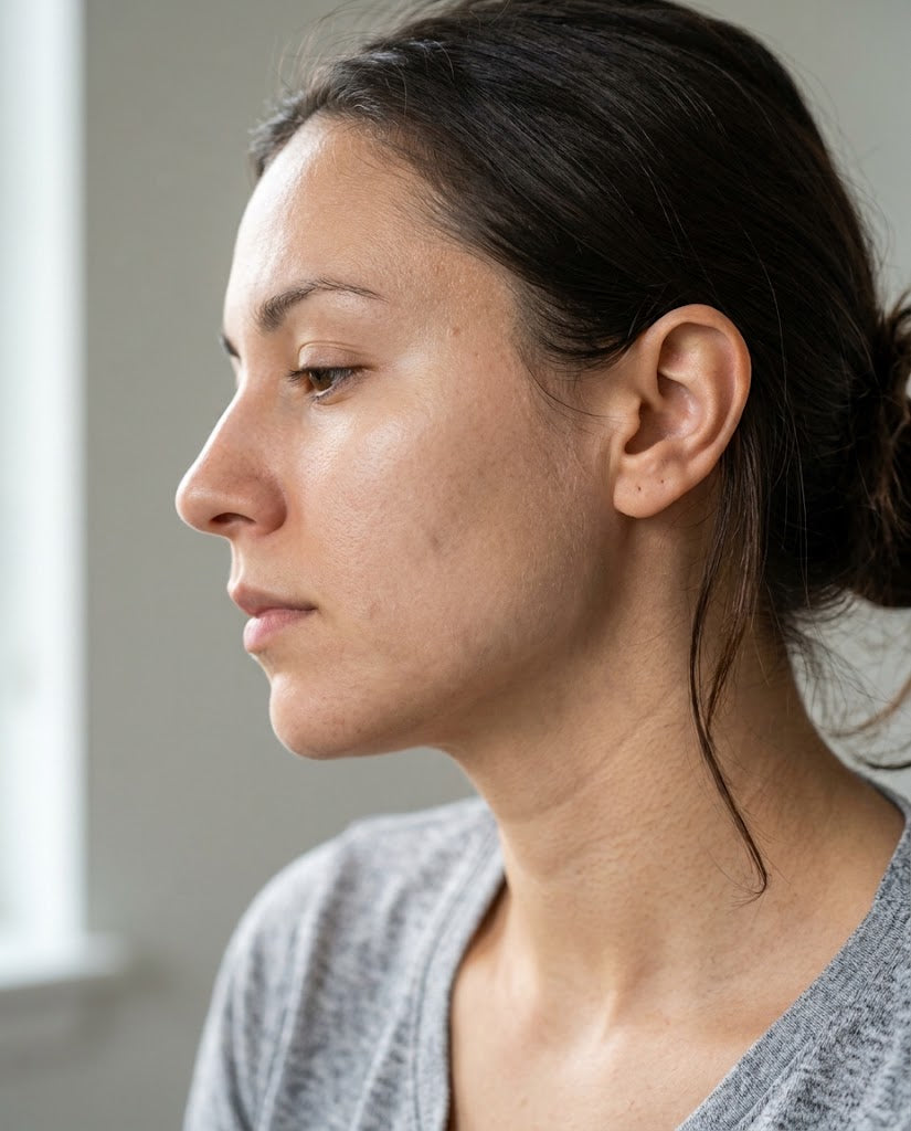 Illustrative simulation - jawline post-acne marks, after