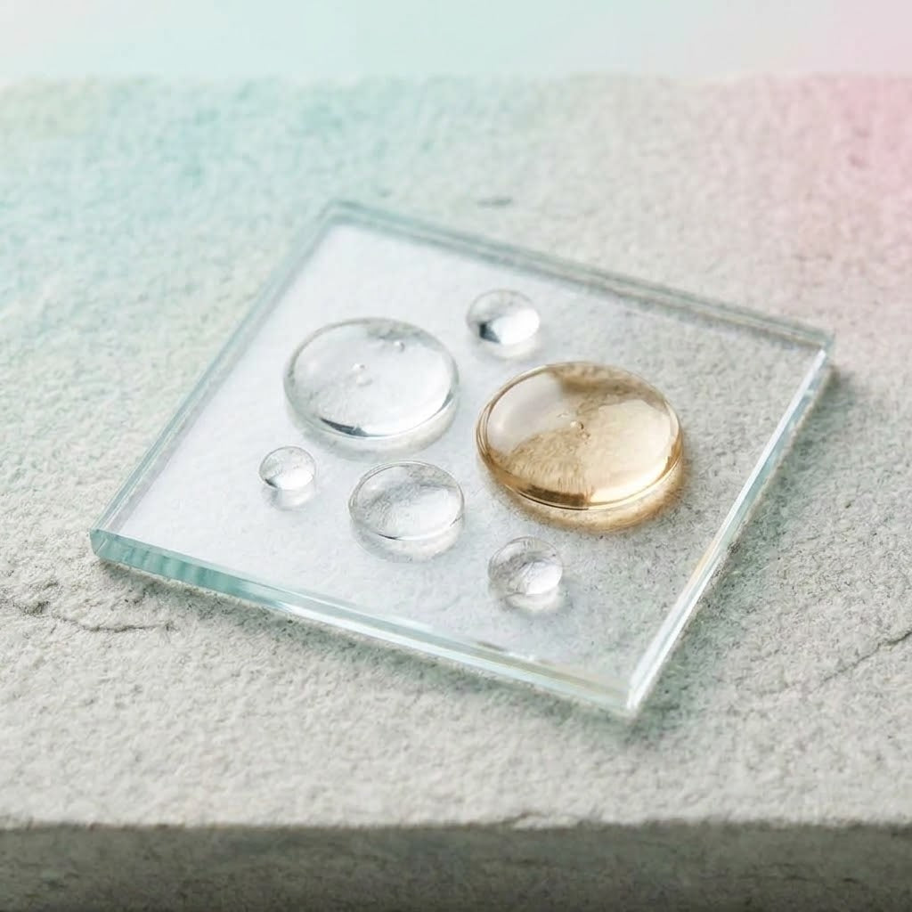 Hyaluronic gel and squalane oil droplets