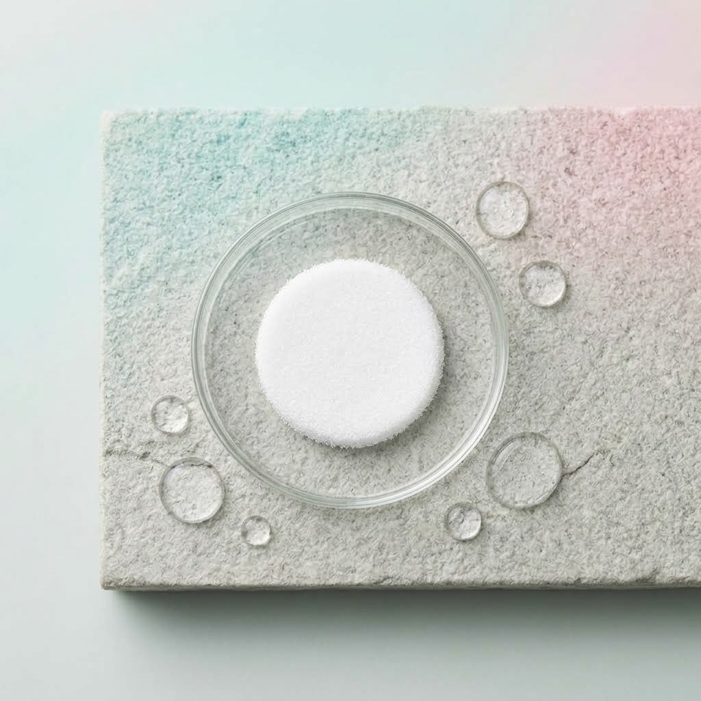 Niacinamide powder on frosted glass